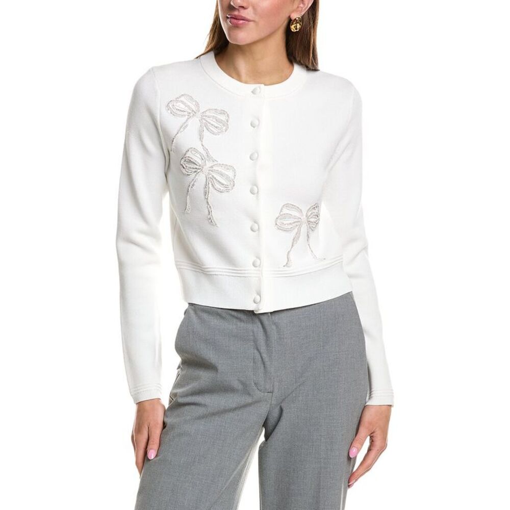 English Factory Womens  Bow Detail Cardigan, White